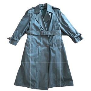 Worthington Vintage Women 3 Season Trench Long Coat Belted Long Size 10 P Green